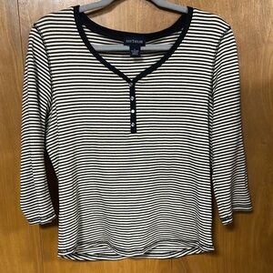 Ann Taylor Black and cream Striped Women's Top.